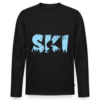 Skier Blue Vacances de ski - T-shirt manches longues Premium bio Homme - noir - Devant - Nico (187cm)