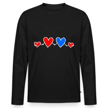 Family Love 2 Children Parents 2 Daughters Hearts - Men's Premium Organic Long Sleeve Shirt - black - Front - Nico (187cm)