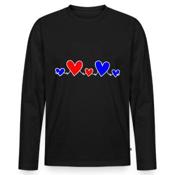 Familie 3 Kinder Eltern 2 Söhne 1 Tochter Herz - Männer Premium Bio Langarmshirt - Schwarz - Vorne - Nico (187cm)