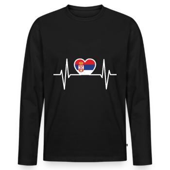 Serbie Serbes Serbe serbe ligne ECG - T-shirt manches longues Premium bio Homme - noir - Devant - Nico (187cm)