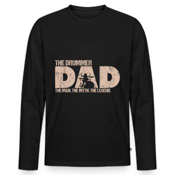 The Drummer Dad - Männer Premium Bio Langarmshirt - Schwarz - Vorne - Nico (187cm)