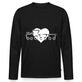 Train train train conducteurs de train - T-shirt manches longues Premium bio Homme - noir - Devant - Nico (187cm)