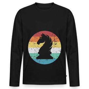 Schach Springer - Männer Premium Bio Langarmshirt - Schwarz - Vorne - Nico (187cm)