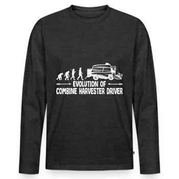Combine Grain Farmer Evolution Funny - Men's Premium Organic Long Sleeve Shirt - heather anthracite - Front - Nico (187cm)