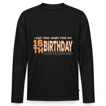 16ème anniversaire 16e bday 16 ans - T-shirt manches longues Premium bio Homme - noir - Devant - Nico (187cm)