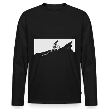 Cyclisme cadeau pour grand-père et cycliste sur VTT - T-shirt manches longues Premium bio Homme - noir - Devant - Nico (187cm)