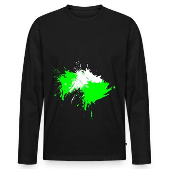 Klecks Fleck Flecke Weiß Hellgrün Vektor Design - Männer Premium Bio Langarmshirt - Schwarz - Vorne - Nico (187cm)
