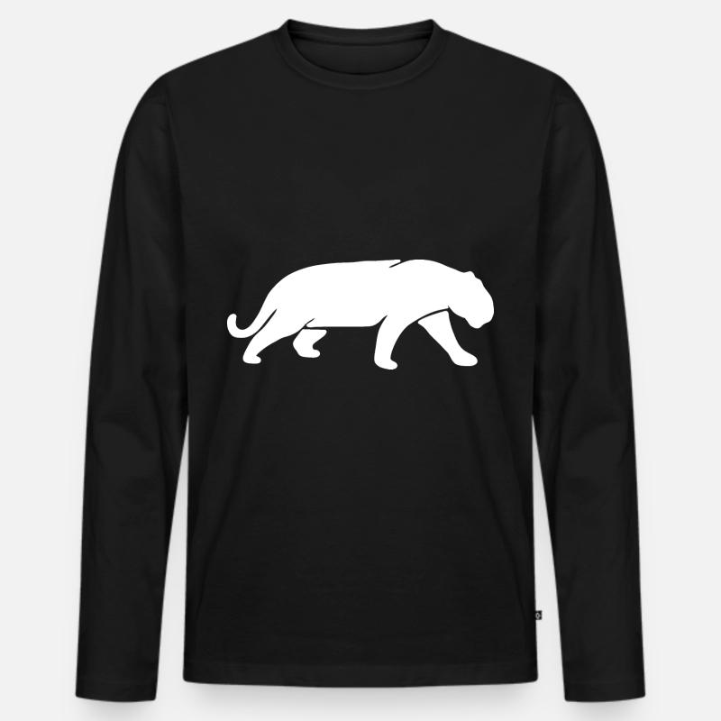 Jaguar Elegant Wild - Männer Premium Bio Langarmshirt - Schwarz