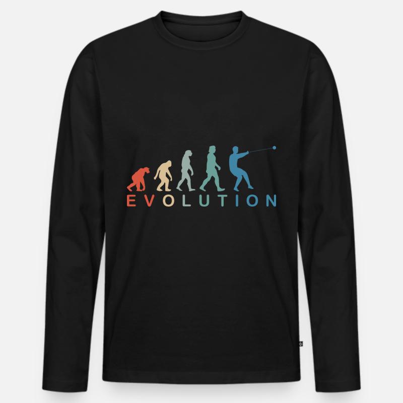 Hammerwerfen Hammerwurf Männer Evolution Retro - Männer Premium Bio Langarmshirt - Schwarz
