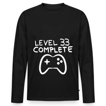 Level 33 completed birthday vector white - Men's Premium Organic Long Sleeve Shirt - black - Front - Nico (187cm)