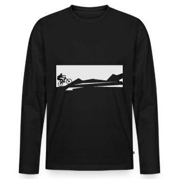 Cross Country Bike mit Radfahren auf E MTB Biker - Männer Premium Bio Langarmshirt - Schwarz - Vorne - Nico (187cm)