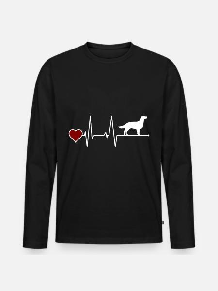 Englischer Setter Herzschlag rotes Herz - Männer Premium Bio Langarmshirt - Schwarz
