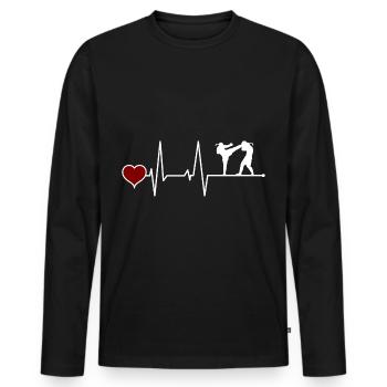 Muay Thai Thaiboxen Herzschlag - Männer Premium Bio Langarmshirt - Schwarz - Vorne - Nico (187cm)