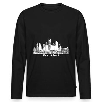 Frankfurt Banken Skyline Panorama - Männer Premium Bio Langarmshirt - Schwarz - Vorne - Nico (187cm)