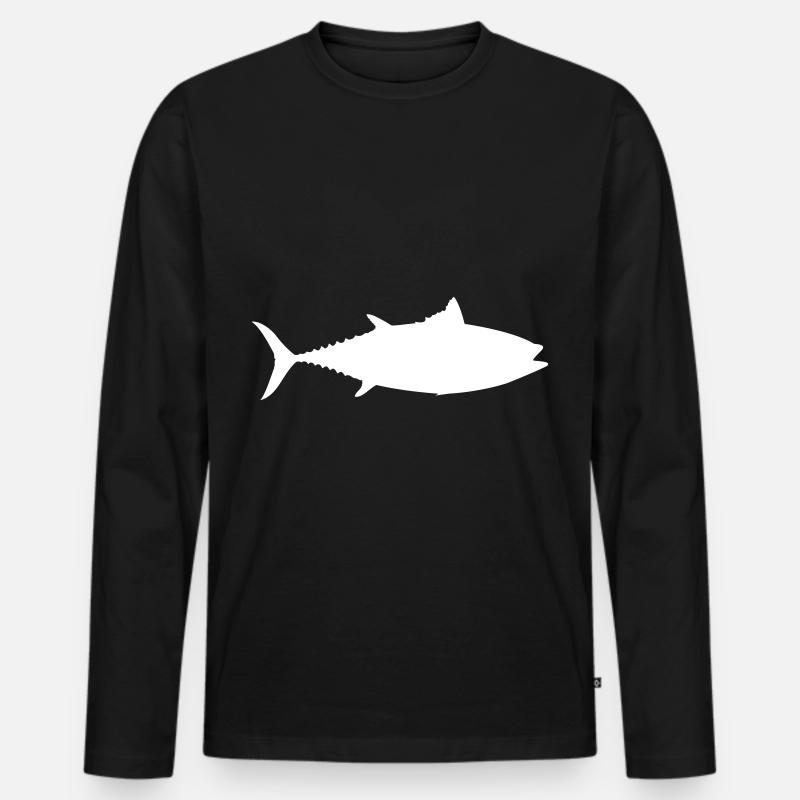Fisch - Männer Premium Bio Langarmshirt - Schwarz
