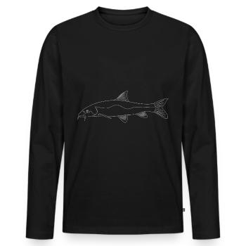 Barbe Fish - Men's Premium Organic Long Sleeve Shirt - black - Front - Nico (187cm)