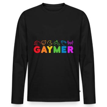 Gaymer LGBT Pride Month, Gamer Gay Rainbow Flag - Männer Premium Bio Langarmshirt - Schwarz - Vorne - Nico (187cm)
