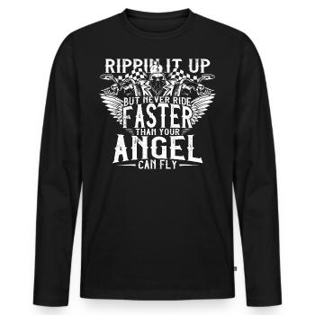 biker angel motorcycle shirt gift - Men's Premium Organic Long Sleeve Shirt - black - Front - Nico (187cm)