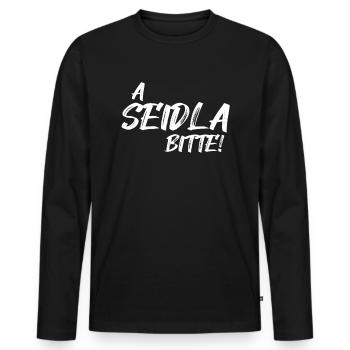 A Seidla Bitte Franken Motiv - Männer Premium Bio Langarmshirt - Schwarz - Vorne - Nico (187cm)