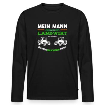 Mein Mann Ist Landwirt Und Große Maschine - Männer Premium Bio Langarmshirt - Schwarz - Vorne - Nico (187cm)