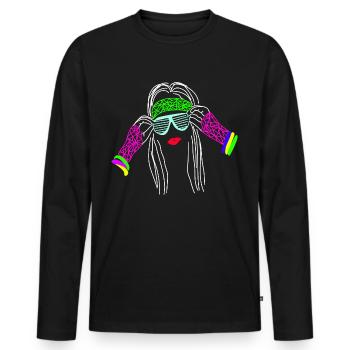 Retro Neon Farben 80er Style Party - Männer Premium Bio Langarmshirt - Schwarz - Vorne - Nico (187cm)