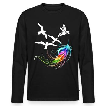 feather - Men's Premium Organic Long Sleeve Shirt - black - Front - Nico (187cm)