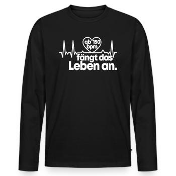 Techno 150 BPM Beats Per Minute Raver Geschenk - Männer Premium Bio Langarmshirt - Schwarz - Vorne - Nico (187cm)