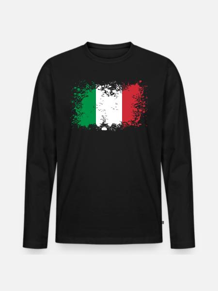 Drapeau italien idée cadeau cuisine italienne - T-shirt manches longues Premium bio Homme - noir