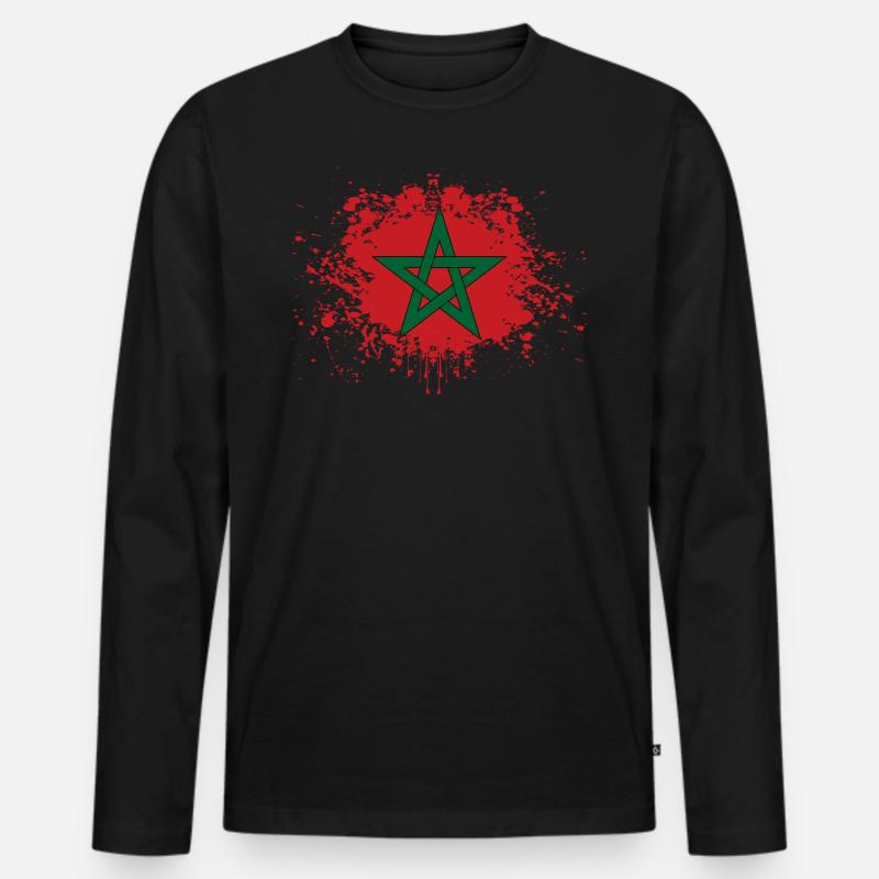 Marokko Flagge Morocco Geschenkidee - Männer Premium Bio Langarmshirt - Schwarz