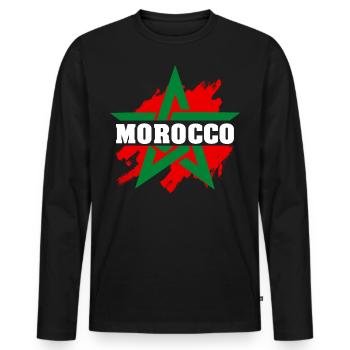 Maroc - T-shirt manches longues Premium bio Homme - noir - Devant - Nico (187cm)