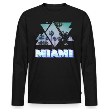 Miami Florida Summer Sun Palms USA America - Men's Premium Organic Long Sleeve Shirt - black - Front - Nico (187cm)