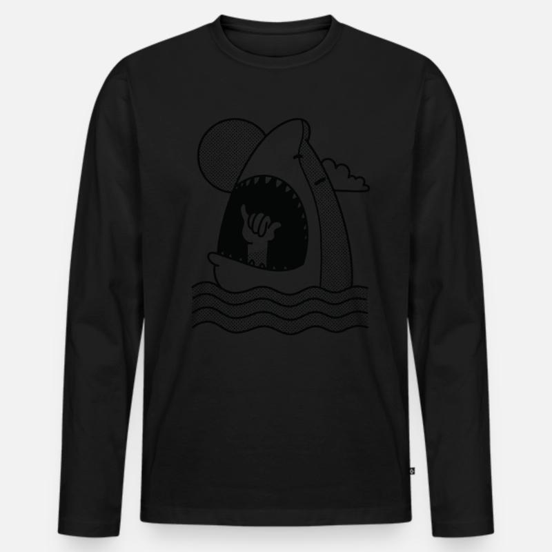 Sharke isst eine Hand Bestes Geschenk - Männer Premium Bio Langarmshirt - Schwarz