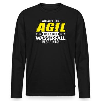 Agil Arbeiten In Sprints Projektmanagement Spruch - Männer Premium Bio Langarmshirt - Schwarz - Vorne - Nico (187cm)