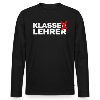 Klassenlehrer Klasse Lehrer Wortspiel - Männer Premium Bio Langarmshirt - Schwarz - Vorne - Nico (187cm)
