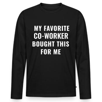 Co-worker Birthday Best Gift - Men's Premium Organic Long Sleeve Shirt - black - Front - Nico (187cm)