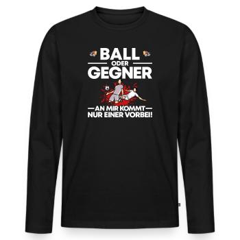 Fußball Abwehrspieler Verteidiger Geschenk - Männer Premium Bio Langarmshirt - Schwarz - Vorne - Nico (187cm)