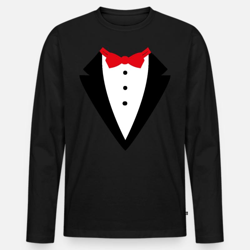 Smoking Anzug - Männer Premium Bio Langarmshirt - Schwarz