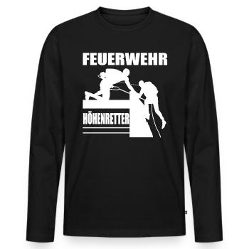 Feuerwehr Höhenretter,112 Ausrüstung Bergrettung, - Männer Premium Bio Langarmshirt - Schwarz - Vorne - Nico (187cm)
