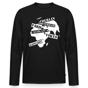 Paris Berlin Amsterdam - Men's Premium Organic Long Sleeve Shirt - black - Front - Nico (187cm)