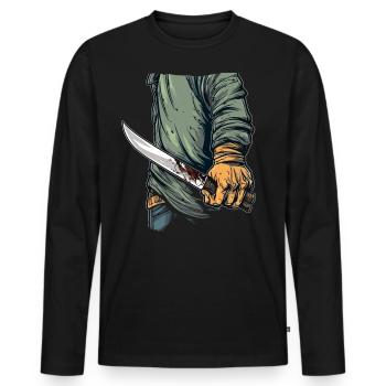 Costume de tueur en série Halloween Horror Monster - T-shirt manches longues Premium bio Homme - noir - Devant - Nico (187cm)