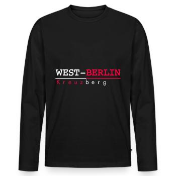 Berlin Kreuzberg - Männer Premium Bio Langarmshirt - Schwarz - Vorne - Nico (187cm)