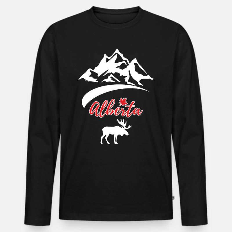 Alberta Kanada Weißer Elch Geschenk - Männer Premium Bio Langarmshirt - Schwarz