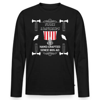Flokis longships, Viking shipbuilding, Viking shirt - Men's Premium Organic Long Sleeve Shirt - black - Front - Nico (187cm)