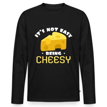 cheese - Men's Premium Organic Long Sleeve Shirt - black - Front - Nico (187cm)