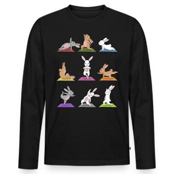 Cadeau Namaste Lapin Yogi Lapin Yoga Méditation - T-shirt manches longues Premium bio Homme - noir - Devant - Nico (187cm)