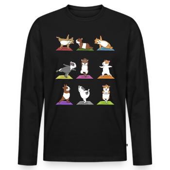 Méditation Yoga Cochon d'Inde Cadeau Yogi Namaste - T-shirt manches longues Premium bio Homme - noir - Devant - Nico (187cm)