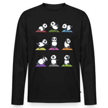 Yoga Panda Meditation Yogi Namaste Zen Gift - Men's Premium Organic Long Sleeve Shirt - black - Front - Nico (187cm)