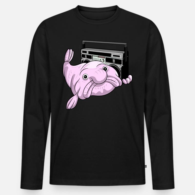 BLOBFISH GHETTOBLASTER COOL ATTITUDE DEEP SEA DUDE - Männer Premium Bio Langarmshirt - Schwarz