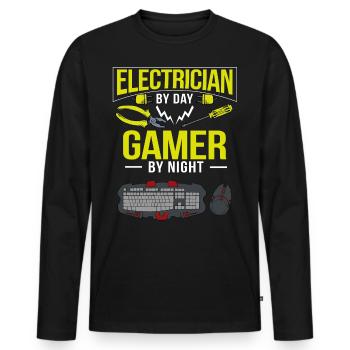 Electrician Gamer Gaming Computer Gamer Gift - Men's Premium Organic Long Sleeve Shirt - black - Front - Nico (187cm)