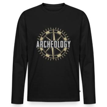 Kompass Archäologie Entdeckung Geschenk - Männer Premium Bio Langarmshirt - Schwarz - Vorne - Nico (187cm)